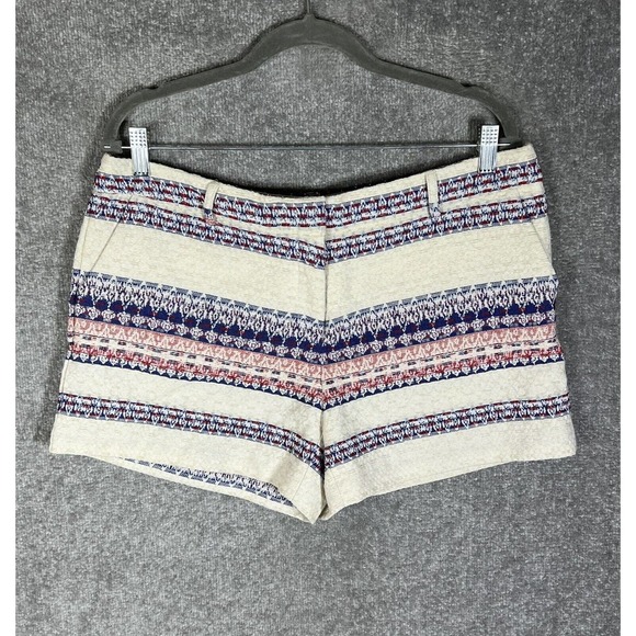Katherine Barclay Montreal Tapestry Shorts Womens Size 12 Red White Blue Pockets - Picture 1 of 10